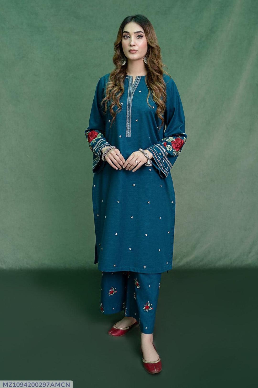 2 Pcs Women's Unstitched Embroidered Suit