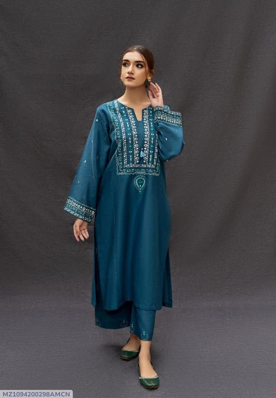 2 Pcs Women's Unstitched Embroidered Suit