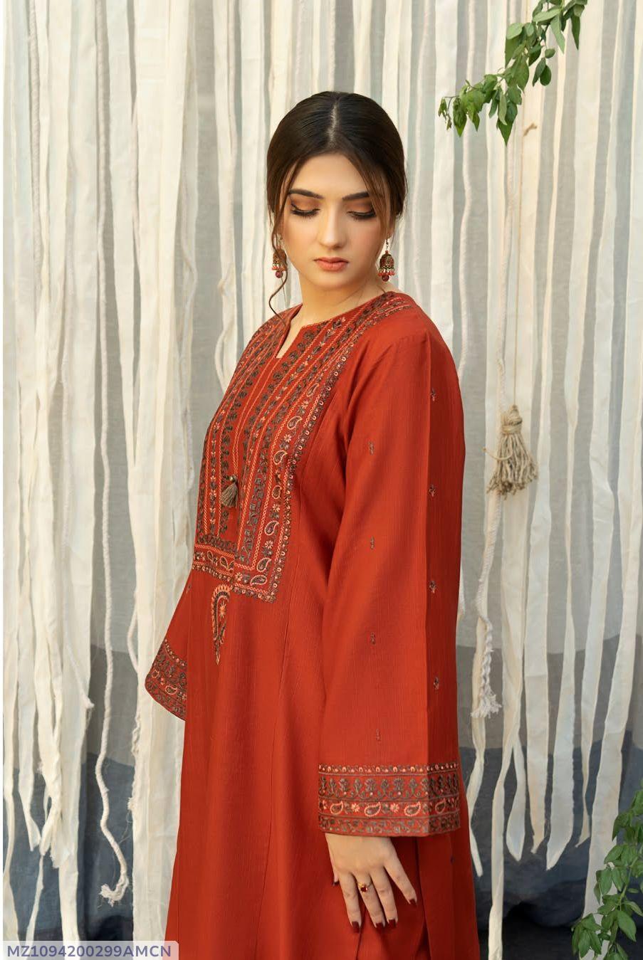 2 Pcs Women's Unstitched Embroidered Suit